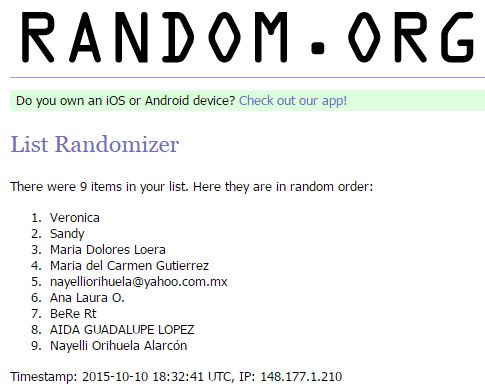 Giveaway list